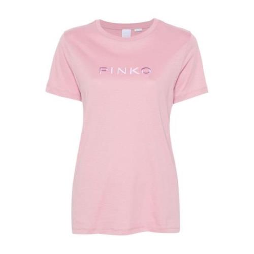 Pinko Broderad Logotyp Rosa T-shirts och Polos Pink, Dam