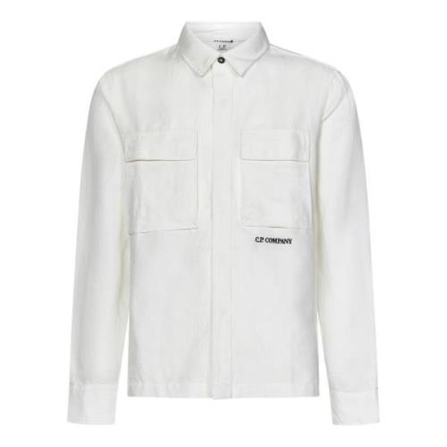 C.p. Company Vita skjortor med dold knäppning och logobroderi White, H...