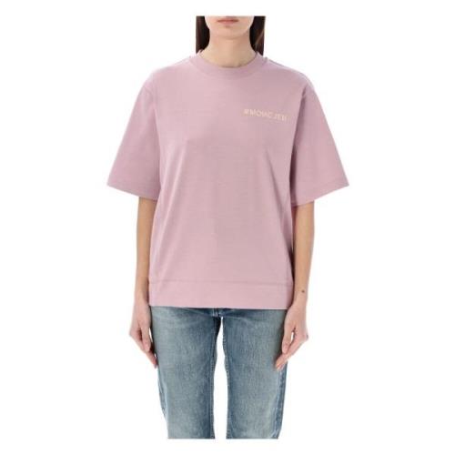 Moncler Rosa T-Shirt med Rund Hals Pink, Dam