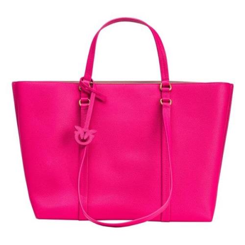 Pinko Stor shopper väska i tumbled läder Pink, Dam