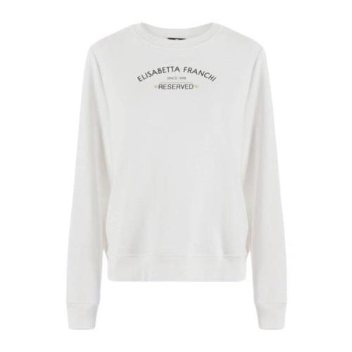 Elisabetta Franchi Dam Crewneck Sweatshirt med Reserved Logo White, Da...