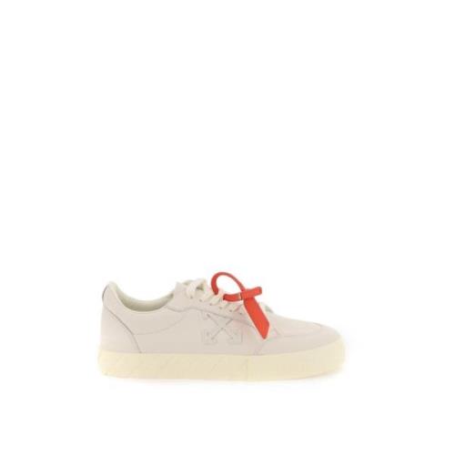 Off White Låga Vulkaniserade Lädersneakers Beige, Dam