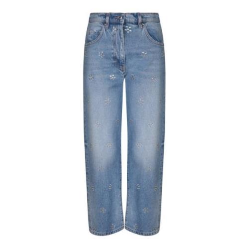 Msgm Cropped Regular Fit Jeans Blue, Dam