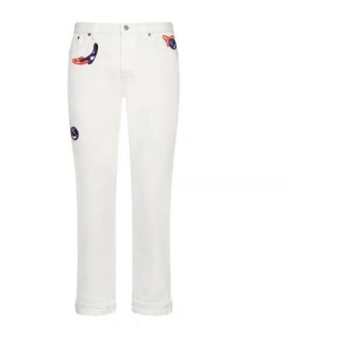 Dior KennyScharf Patches Jeans White, Herr