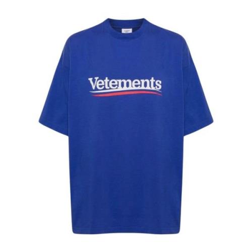 Vetements Logo Kampanj T-Shirt Blue, Herr