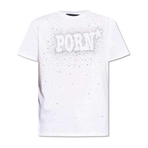 Dsquared2 T-shirt med glittrande kristaller White, Herr