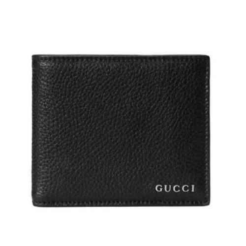 Gucci Svart Läderplånbok med Logoplakett Black, Unisex