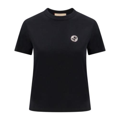 Gucci Rhinestone Crew-neck T-Shirt Black, Dam
