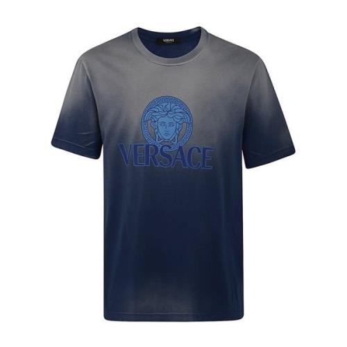 Versace Blå Degrade Overdye T-shirt Blue, Herr