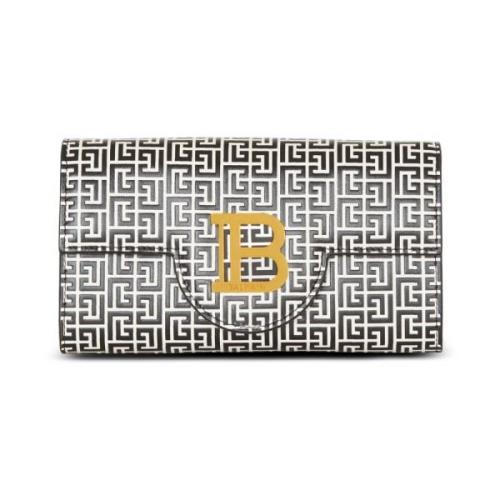 Balmain B-Buzz plånbok i präglat kalvskinn med en PB Labyrinth-monogra...