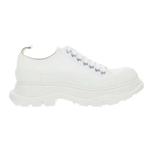 Alexander McQueen Canvas Tread Slick Sneakers White, Dam