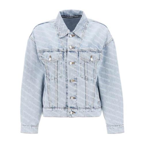 Alexander Wang Logotryckt Jeansjacka Blue, Dam