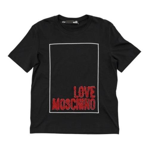 Love Moschino Svart bomull T-shirt Black, Dam