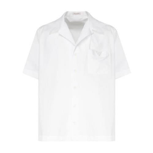 Valentino Garavani Vit V Logo Cuban Collar Skjorta White, Herr