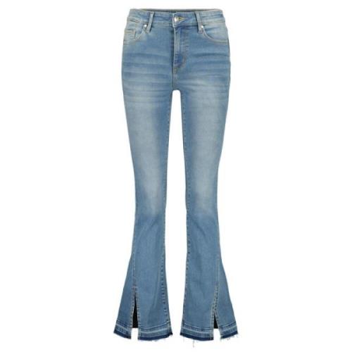 Raizzed Högmidjade bootcut jeans med slits Blue, Dam