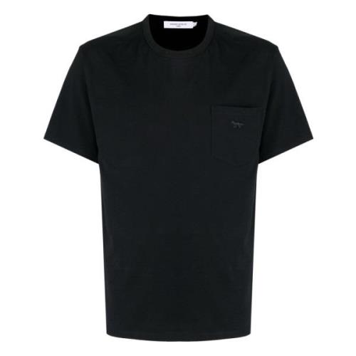 Maison Kitsuné Fox Patch Komfort T-shirt Black, Herr