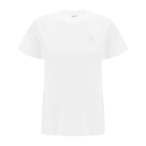 Isabel Marant Étoile Broderad Logotyp Ekologisk Bomull T-shirt White, ...