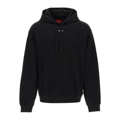 Hugo Boss Kontrasterande Logohoodie i Ren Bomull French Terry Black, H...