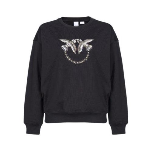 Pinko Sweatshirt med Love Birds brodyr Black, Dam