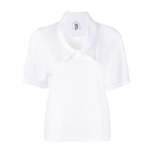 Noir Kei Ninomiya Vit Polo T-Shirt med Korta Puffärmar White, Dam