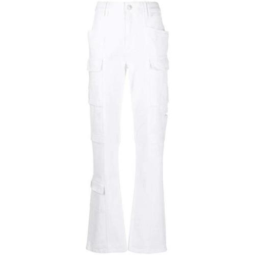 Isabel Marant Cargo Ficka Straight-Leg Jeans White, Dam
