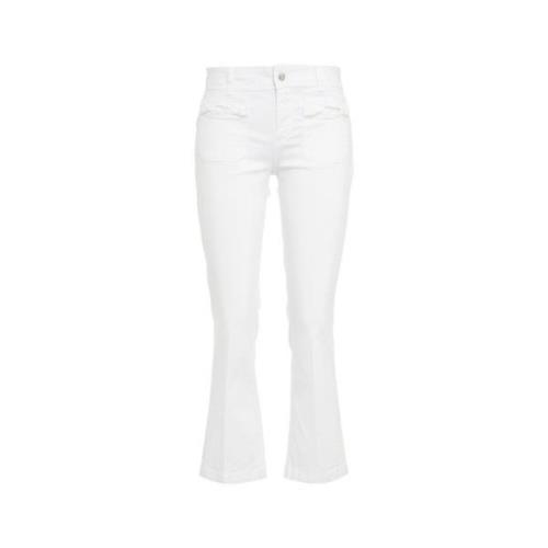 Liu Jo Cropped Flared Jeans med Pärlbroderi White, Dam