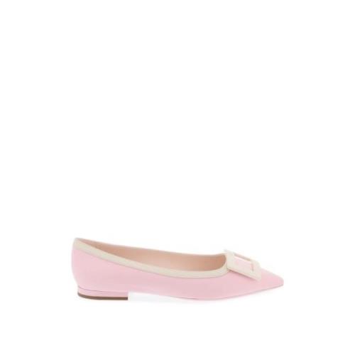 Roger Vivier Läder Ballerinaskor med RV Spänne Pink, Dam