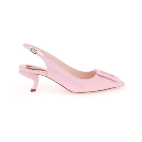 Roger Vivier Virgule Slingback Pumps i lackläder Pink, Dam