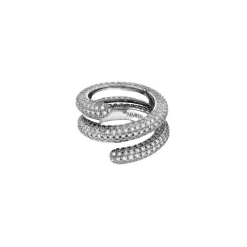 Numbering Glittrande Twisted Silver Pave Ring White, Dam