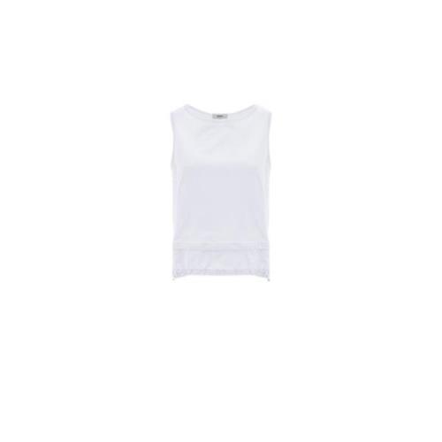 Herno Strukturerad Ärmlös T-Shirt med Rynkad Peplum White, Dam