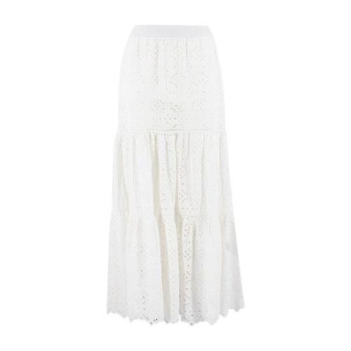 Ermanno Scervino Lång kjol i bomull med utsnitt White, Dam