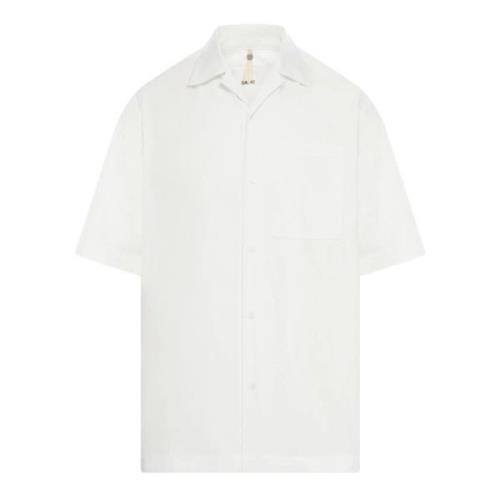 Oamc Vit Bomullsskjorta med Broderad Logotyp White, Herr