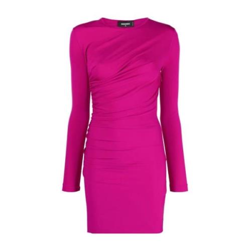 Dsquared2 Fuchsia Draperad Klänning Pink, Dam