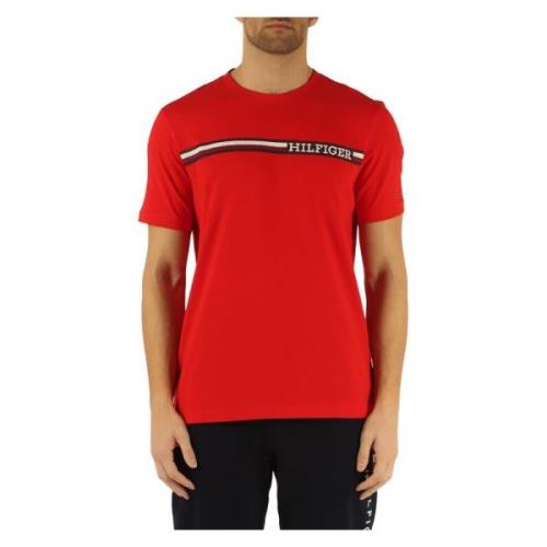 Tommy Hilfiger Regular Fit Bomull T-shirt med Framsidans Logotryck Red...