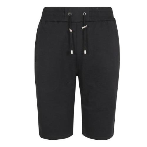 Balmain Bomull Flock Bermuda Shorts Black, Herr