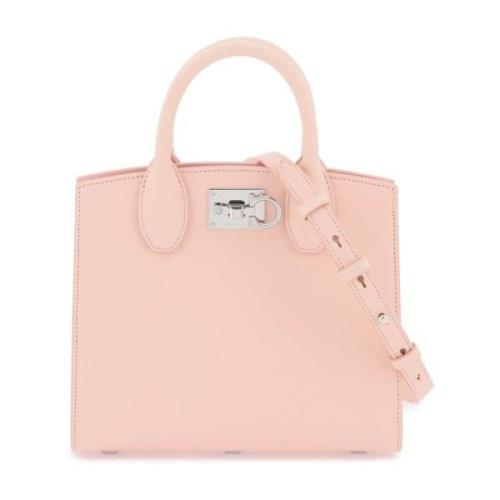 Salvatore Ferragamo Studio Box Handväska med Gancini Motiv Pink, Dam