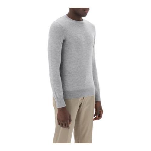 Ermenegildo Zegna Silke och Cashmere Crew-Neck Sweater Gray, Herr