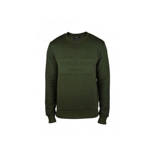 Balmain Khakigrön Bomullssweatshirt Green, Herr