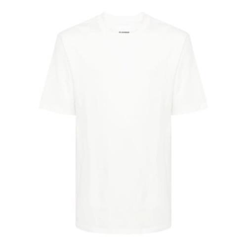 Jil Sander Vit Bomull T-shirt med Logotryck White, Herr