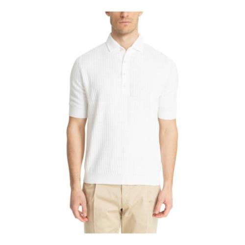 Lardini Enfärgad Polo Shirt med knappar White, Herr