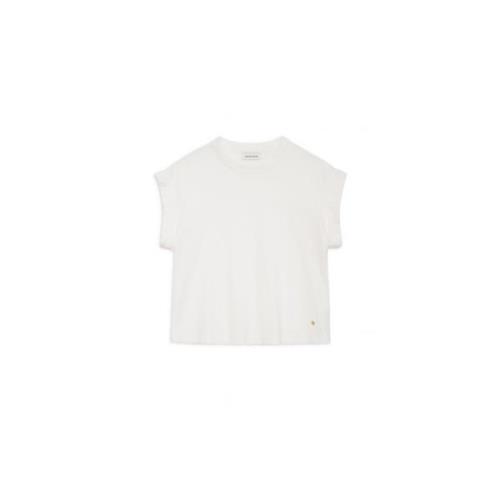 Anine Bing Caspen Blanc Tee - Mjuk och Draperad Bomull T-Shirt White, ...
