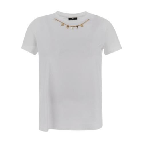 Elisabetta Franchi Bomulls Chain T-Shirt White, Dam