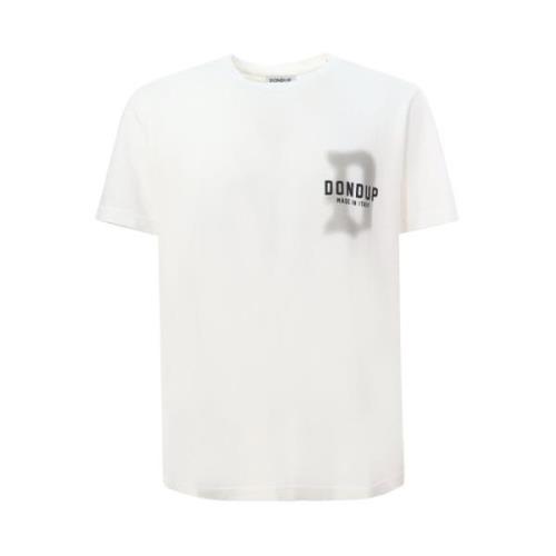 Dondup Vit Crew-neck T-shirt med Logotyp White, Herr