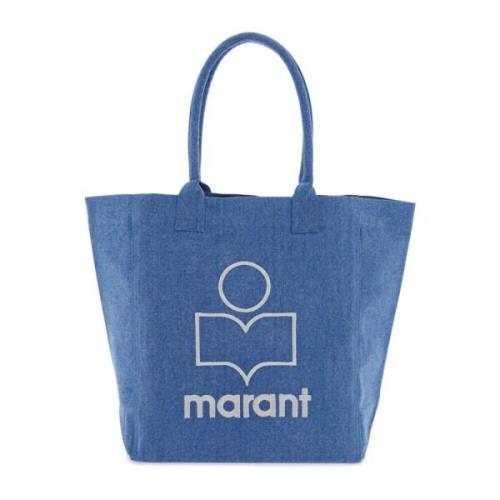 Isabel Marant Logo Yenky Tote Bag med Kontrasterande Broderi Blue, Dam