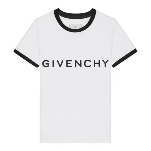 Givenchy Kontrasterande Crew Neck Signaturtryck White, Dam