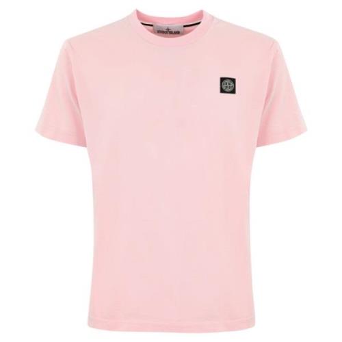 Stone Island Rosa Bomull T-shirt för Män Pink, Herr