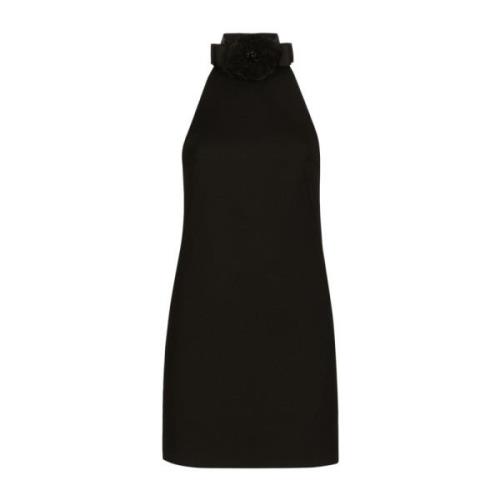 Dolce & Gabbana Ärmelös klänning med blomapplikation Black, Dam