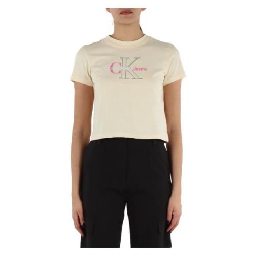Calvin Klein Jeans Kortärmad bomullst-shirt med främre logotryck Yello...
