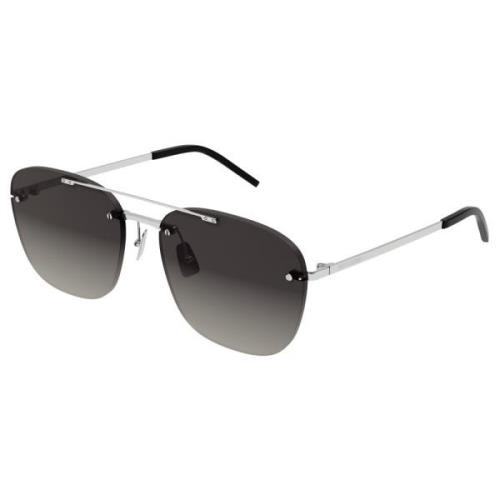 Saint Laurent Rimless Solglasögon i Silver/Gråtonad Gray, Unisex