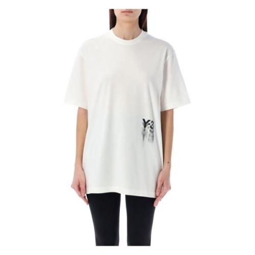Y-3 Grafisk T-shirt med kontrasterande logotyp White, Dam